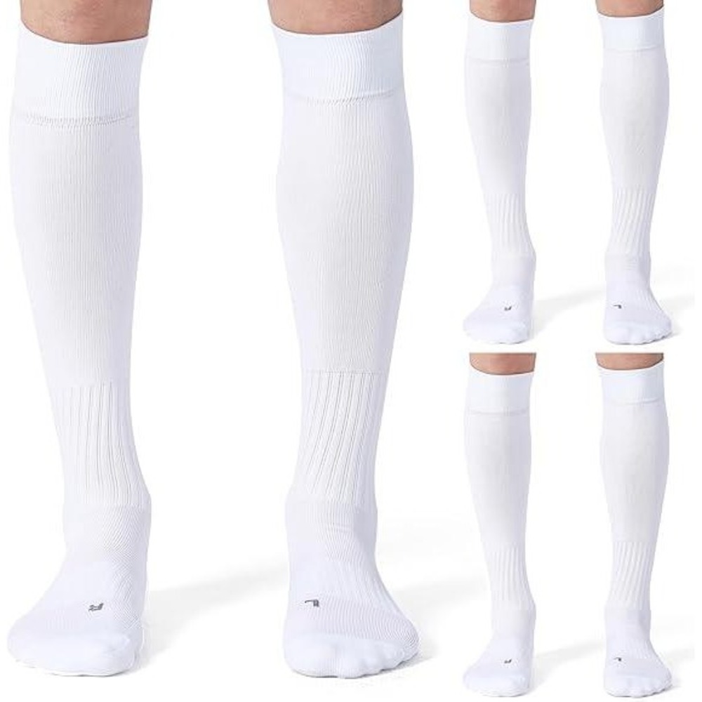CelerSport Kids Soccer Socks Knee High‎ Sports Athletic Performance White